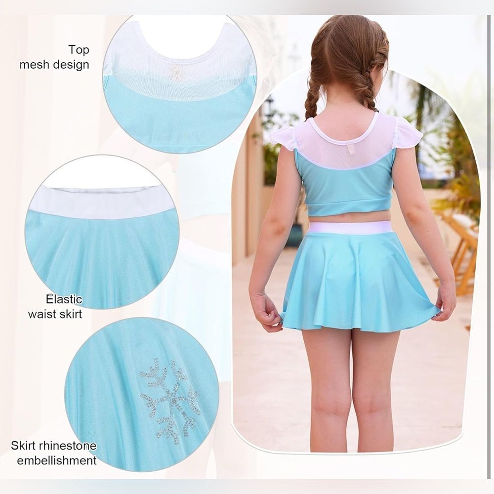 Kids Ice Princess swim Costume Blue and White size 140 - Picture 3 of 12